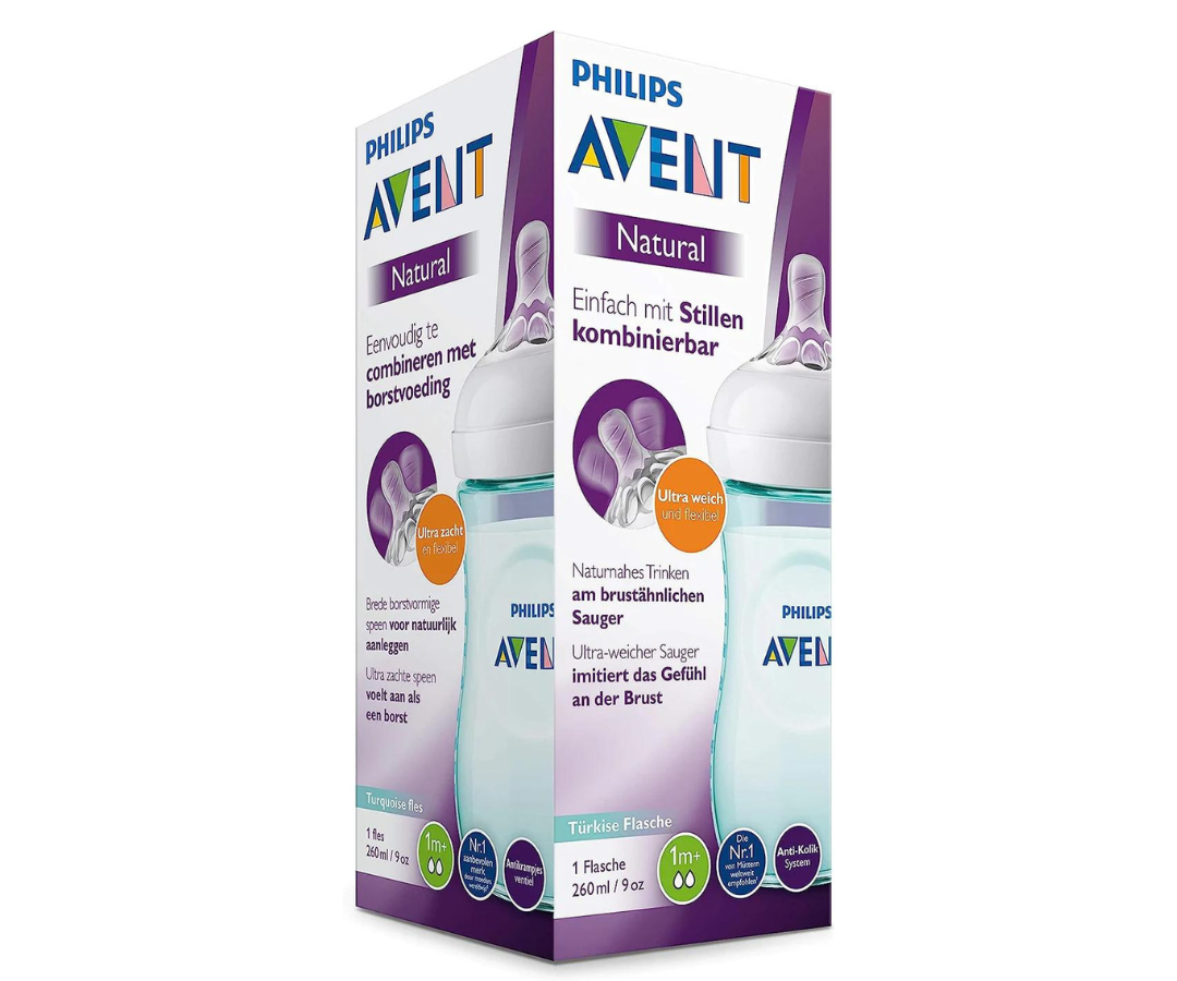 Biberon Natural 2 9Oz Turquesa Avent